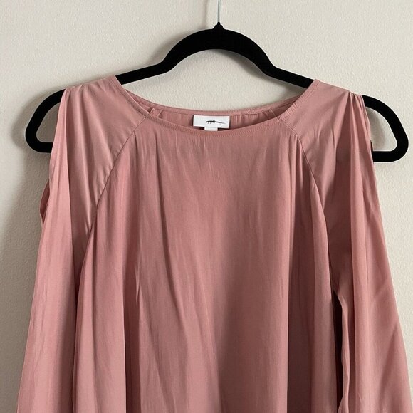 J.Jill Women Size S Pink Rose Round Neck Bell Sleeves Cold Shoulder Blouse - Picture 4 of 9